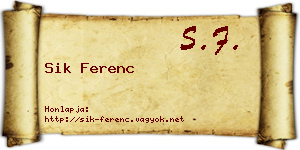 Sik Ferenc névjegykártya